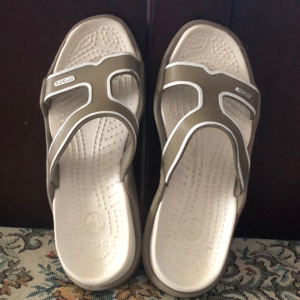 Crocs sandals.